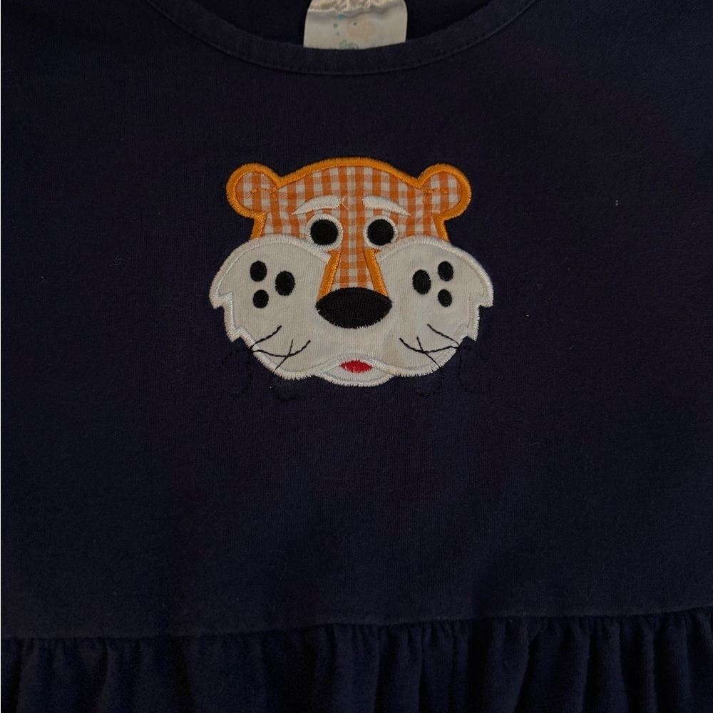 Navy Blue Ruffled Dress with Tiger Embroidered Auburn University - Picture 2 of 2